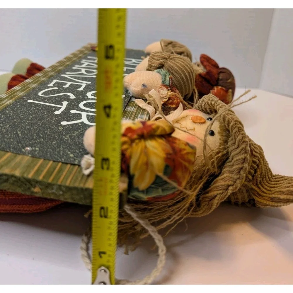 Bless Our Harvest Fall Wall Sign Scarecrow Doll Autumn Thanksgiving Decor